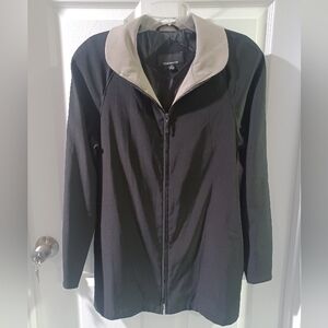 Jones New York Women's Long Jacket Coat with Cream Collar